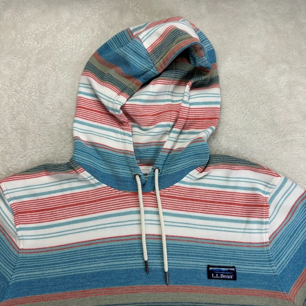 L.L.Bean Hooded Sweatshirt Mens XL Multicolor Striped Soft Traditional Fit - Picture 3 of 10